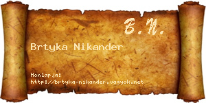 Brtyka Nikander névjegykártya